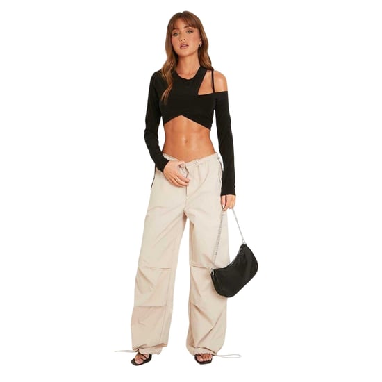 Missy Empire Baggy cargobyxor för kvinnor (Beige) - Image 1