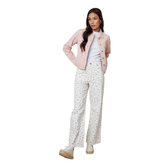 Threadbare Soleil-jeans met bloemenprint en wijde pijpen voor dames (Wit) - Image 4