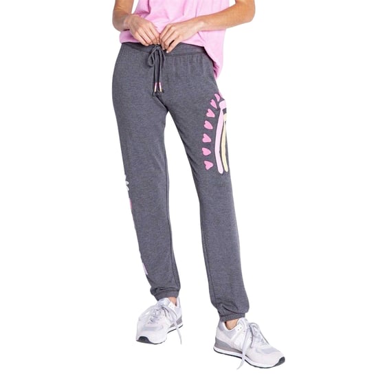 PJ Salvage Joggingbroek voor dames met regenbooghartmotief (Antrazit) - Image 2