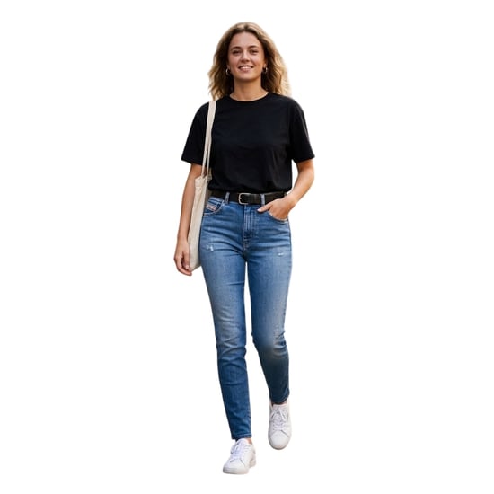 Diesel Slandy denim straight jeans met hoge taille voor dames (Blauwe Denim) - Image 3