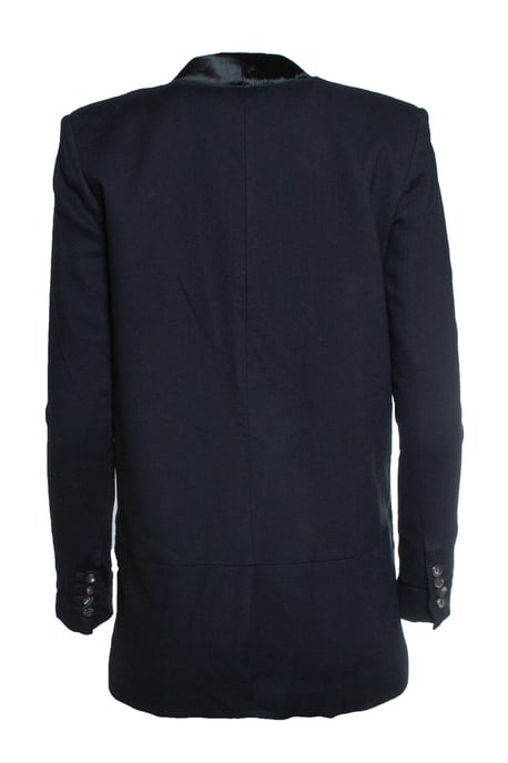 Helmut Lang, Blauwe blazer met ponyleer revers - Image 3