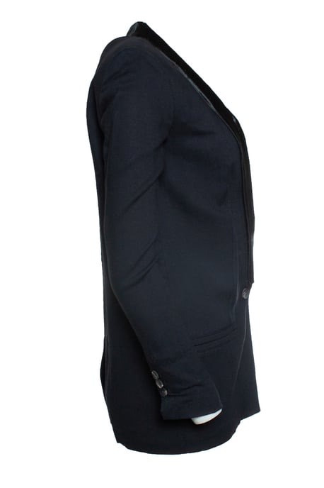 Helmut Lang, Blauwe blazer met ponyleer revers - Image 4