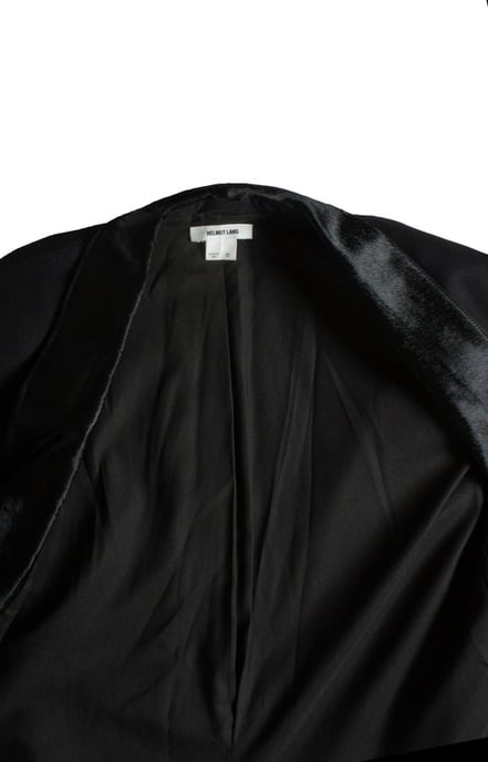 Helmut Lang, Blauwe blazer met ponyleer revers - Image 6