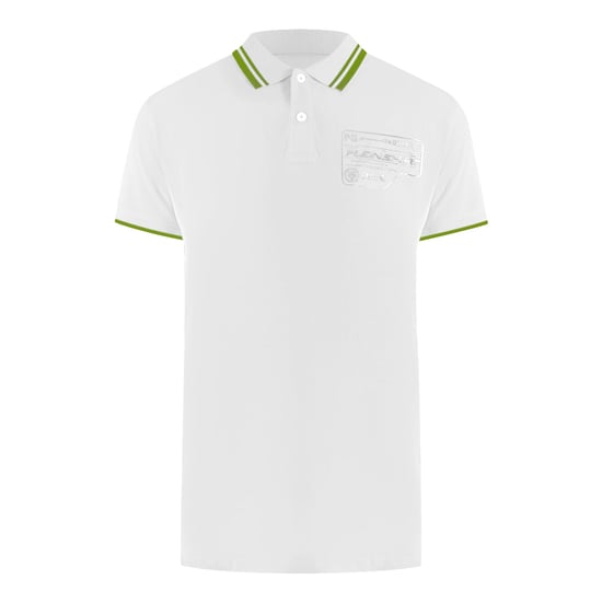 Short Sleeve Collar Stretchy Logo Polo Shirt in White - Image 1