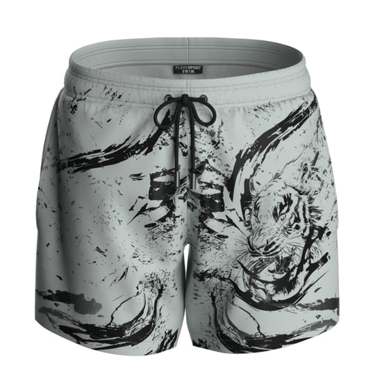 Water Tiger Logo Boardshort Swim Shorts in Light Grey - Image 1