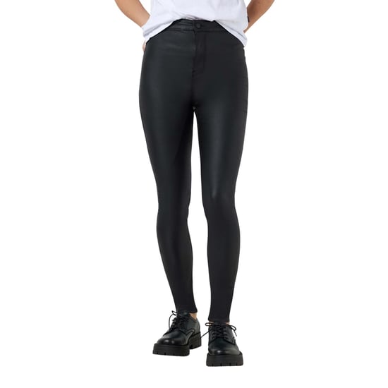Noisy May Womens/Ladies Coated High Waist Trousers (Black) - Image 1