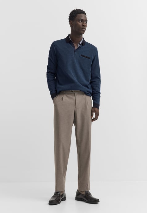 Bugatti Herren Poloshirt met borstzak en contrasterende strepen - Image 3