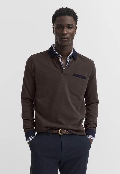 Bugatti Herren Poloshirt met borstzak en contrasterende strepen - Image 1