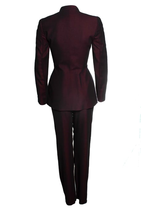 Thierry Mugler, bordeaux kleurige blended pak - Image 2