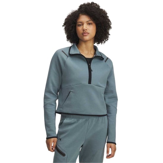 Under Armour Dames-fleece-sweatshirt met kwartritssluiting uit de Unstoppable-collectie (Grijs) - Image 2