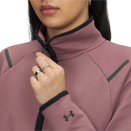 Under Armour Dames-fleece-sweatshirt met kwartritssluiting uit de Unstoppable-collectie (Maroon) - Image 4