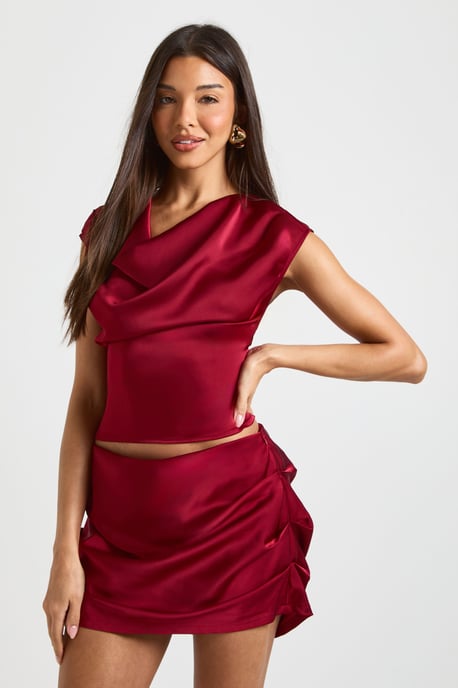 Satin Drape Front Skort - Image 1