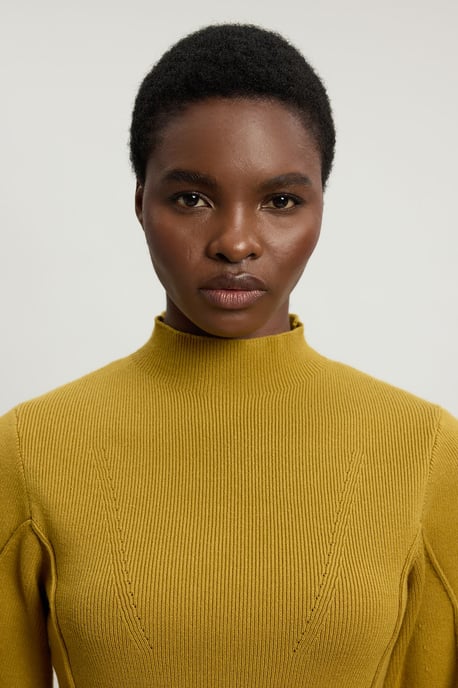 Knit Wool Look Rounded Sleeve High Neck Jumper - Image 2