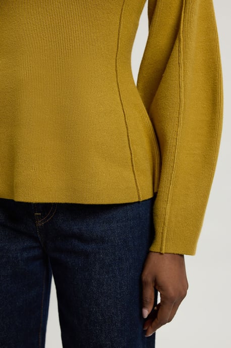 Knit Wool Look Rounded Sleeve High Neck Jumper - Image 3