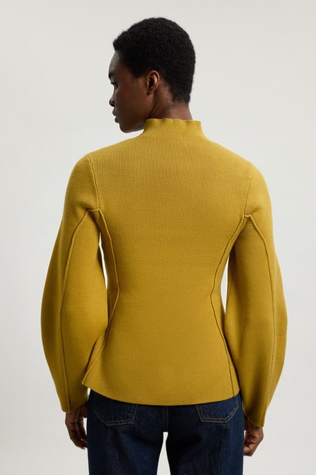 Knit Wool Look Rounded Sleeve High Neck Jumper - Image 4