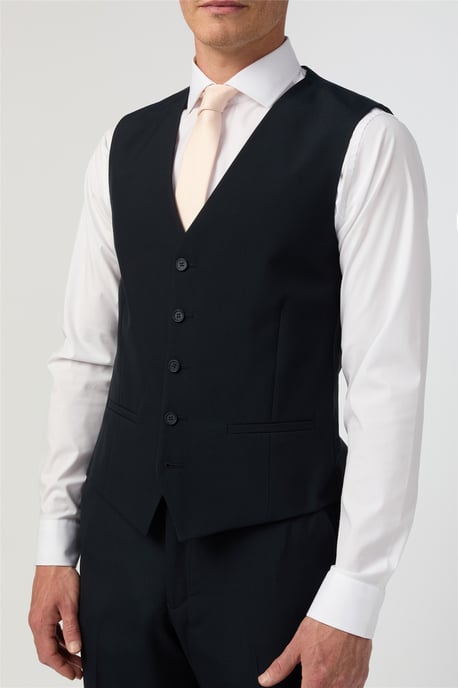Single Breasted Sleeveless Five Button V-neck Regular Waistcoat in Navy - Image 2