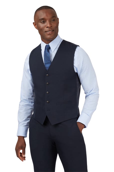 Single Breasted Sleeveless Five Button V-neck Regular Waistcoat in Navy - Image 4