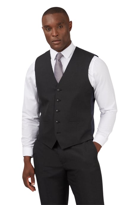 Single Breasted Sleeveless Five Button V-neck Regular Waistcoat in Black - Image 3