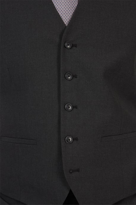 Single Breasted Sleeveless Five Button V-neck Regular Waistcoat in Black - Image 4