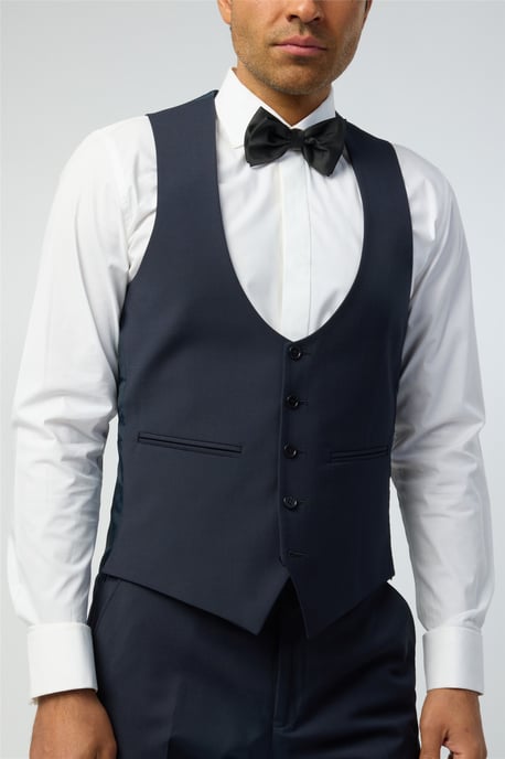 Sleeveless V-neck Slim Fit Waistcoat in Dark Blue - Image 2