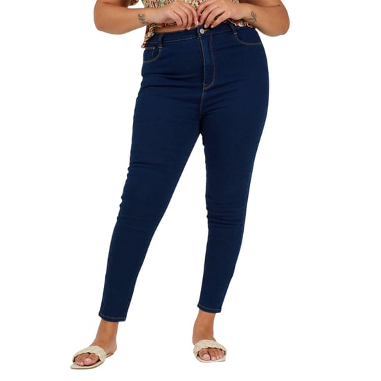 Brave Soul High Rise Skinny Jeans för dam och dam (Mellanblått) - Image 2