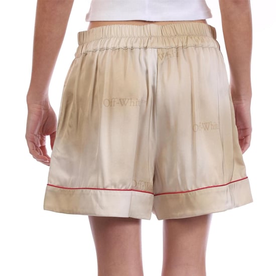 Off-White Viscose pyjamashort voor dames met reliëfpatroon (Beige) - Image 2
