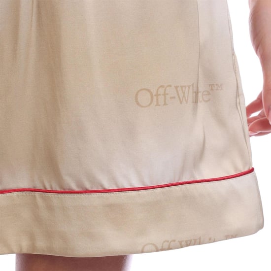 Off-White Viscose pyjamashort voor dames met reliëfpatroon (Beige) - Image 4