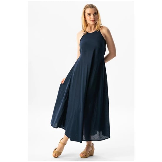 Gauni refu la Sima la Kiangazi katika kitambaa cha Strappy Şile, Navy Blue LCVT - Image 3