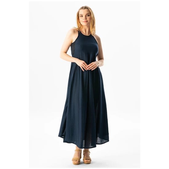 Gauni refu la Sima la Kiangazi katika kitambaa cha Strappy Şile, Navy Blue LCVT - Image 4