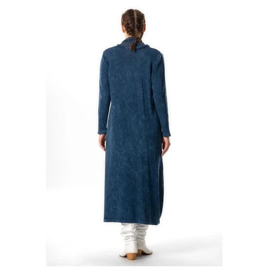 Gauni la Kushona la Sevda lenye Mikono Mirefu la Turtleneck la Msimu wa Vuli na Baridi lenye Mifuko ya Indigo Indigo - Image 5