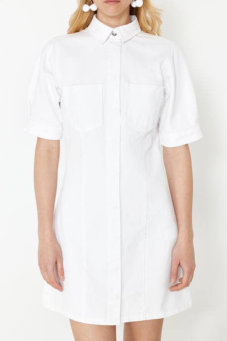 Unifarben Midi Korta Casual Klänningar i Regular Fit för Dam - Image 3