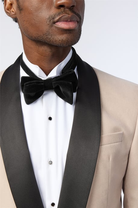 Long Sleeve Skinny Suit Jacket in Stone - Image 3