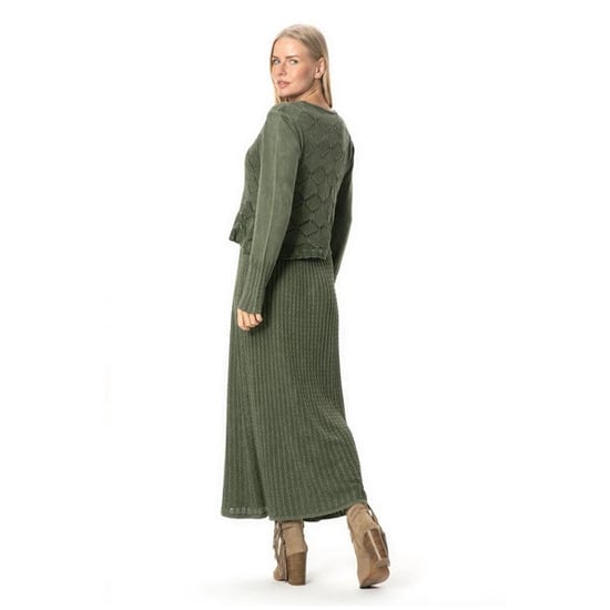 Gauni la Kufuma la Ahu la Mkono Mrefu Halisi la Kufuma la Majira ya Baridi la Khaki HK - Image 5