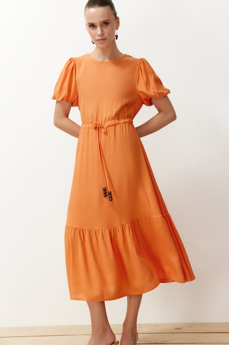 Bruna Unifarben Maxi Korta Damklänningar Med Regular Fit - Image 2