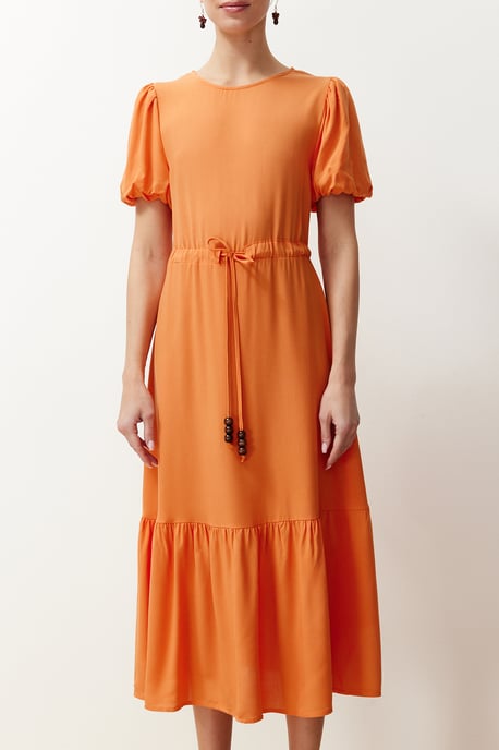 Bruna Unifarben Maxi Korta Damklänningar Med Regular Fit - Image 4