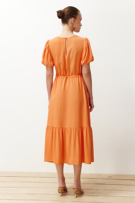 Bruna Unifarben Maxi Korta Damklänningar Med Regular Fit - Image 5