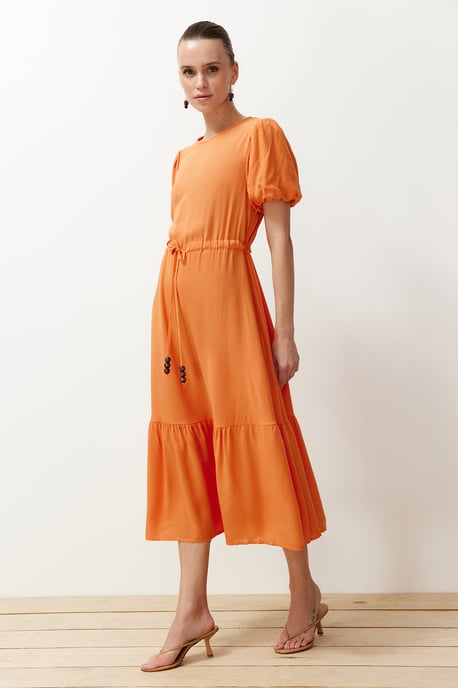 Bruna Unifarben Maxi Korta Damklänningar Med Regular Fit - Image 6