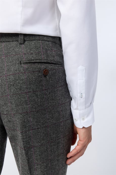 Flat Fronted Tailored Suit Trousers in Charcoal - Image 3