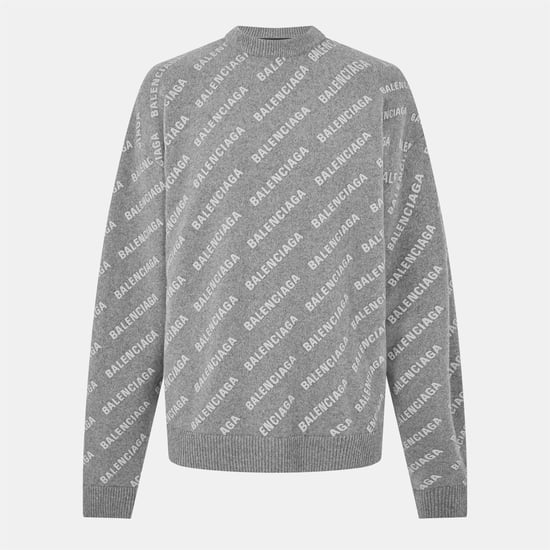 Men's Balenciaga All Over Logo Sweater in Heather Grey - Image 1