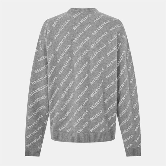 Men's Balenciaga All Over Logo Sweater in Heather Grey - Image 2