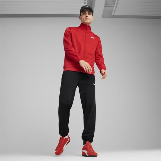 Men's Puma Ess Poly Suit Cl Tracksuit in Red - Image 3