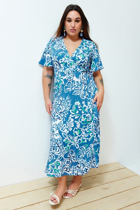 Curve Blommiga Långa Korta Casual Avslappnade Plus Size Klänningar för Dam i Plusstorlek - Image 2