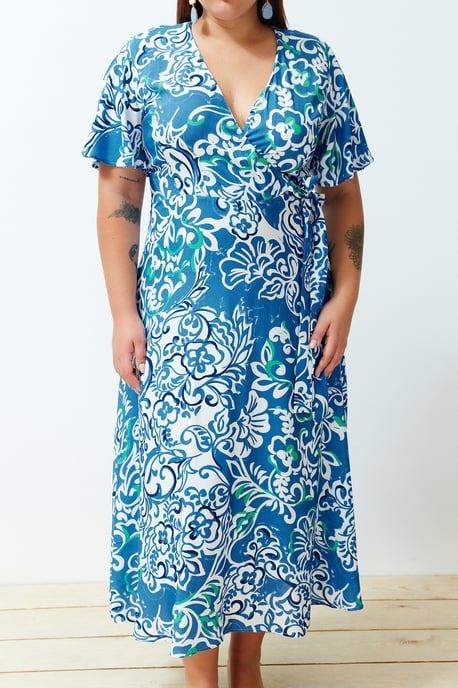 Curve Blommiga Långa Korta Casual Avslappnade Plus Size Klänningar för Dam i Plusstorlek - Image 3