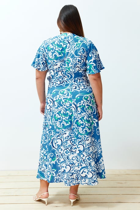Curve Blommiga Långa Korta Casual Avslappnade Plus Size Klänningar för Dam i Plusstorlek - Image 5