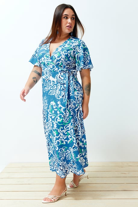 Curve Blommiga Långa Korta Casual Avslappnade Plus Size Klänningar för Dam i Plusstorlek - Image 6