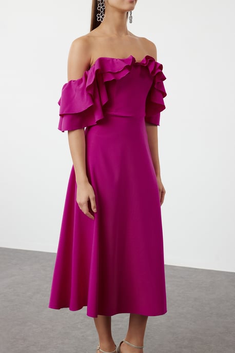 Women's Pink Straight Midi Short Graduation/Prom Fitted Dress - Image 3