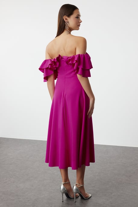 Women's Pink Straight Midi Short Graduation/Prom Fitted Dress - Image 4