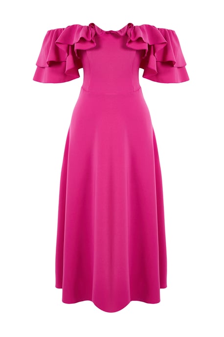 Women's Pink Straight Midi Short Graduation/Prom Fitted Dress - Image 5