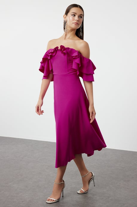 Women's Pink Straight Midi Short Graduation/Prom Fitted Dress - Image 6