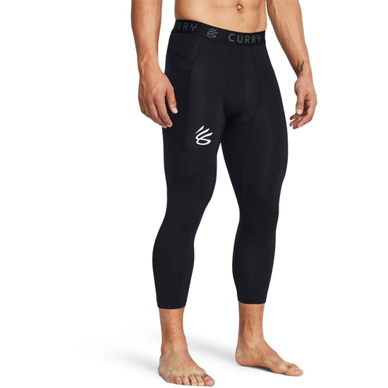 Men's Under Armour Curry Solid Compression Fit Shapewear Leggings in Black - Image 3
